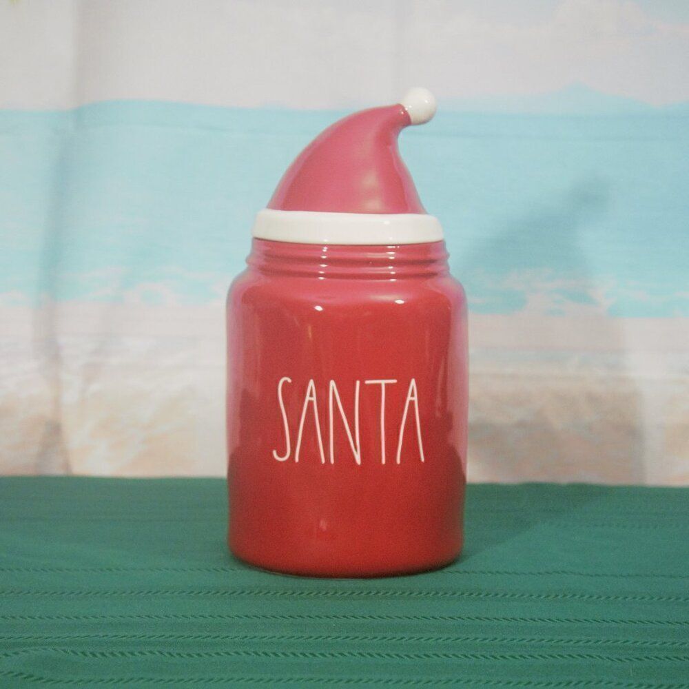 Rae Dunn Santa Canister Round Container with Hat Topper
